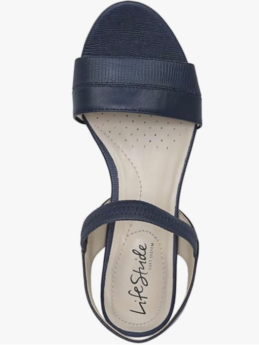 Life Stride Yuma wedge sandal, navy, size 9, never worn